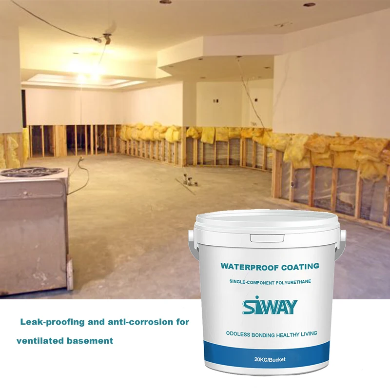 SIWAY single part roof liquid PU polyurethane waterproof coating for Cement-based surface concrete floor tiles marble wood board
