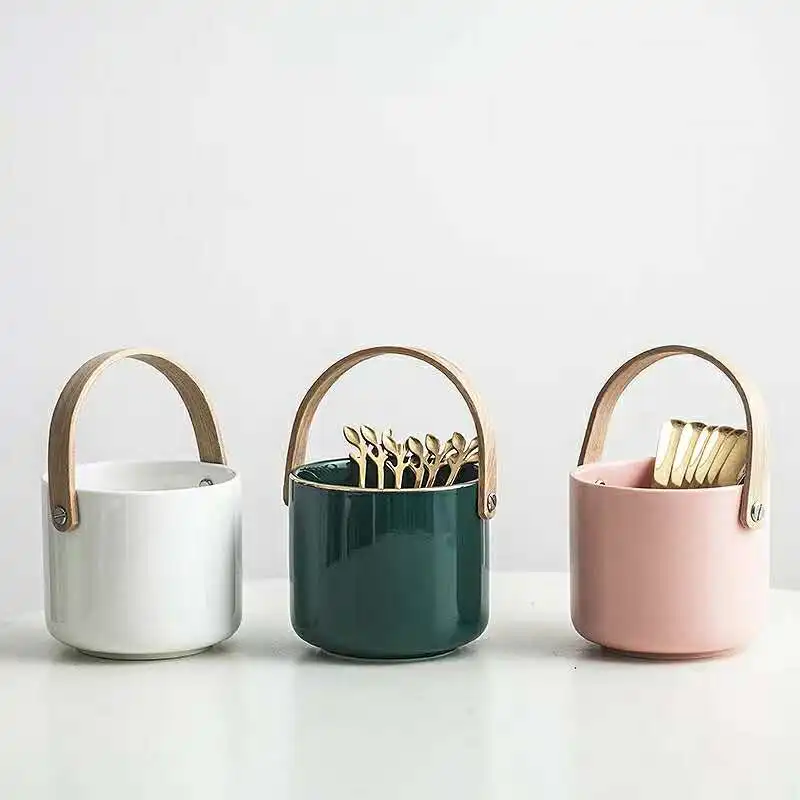 Ceramic Candle containers with handle