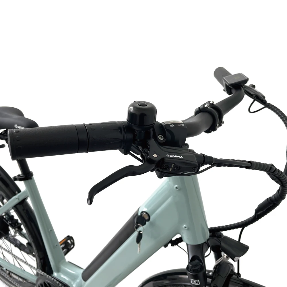 Best 700C lady city ebike,48V 17A  green bike for girls easy to ride 28inch tire with basket