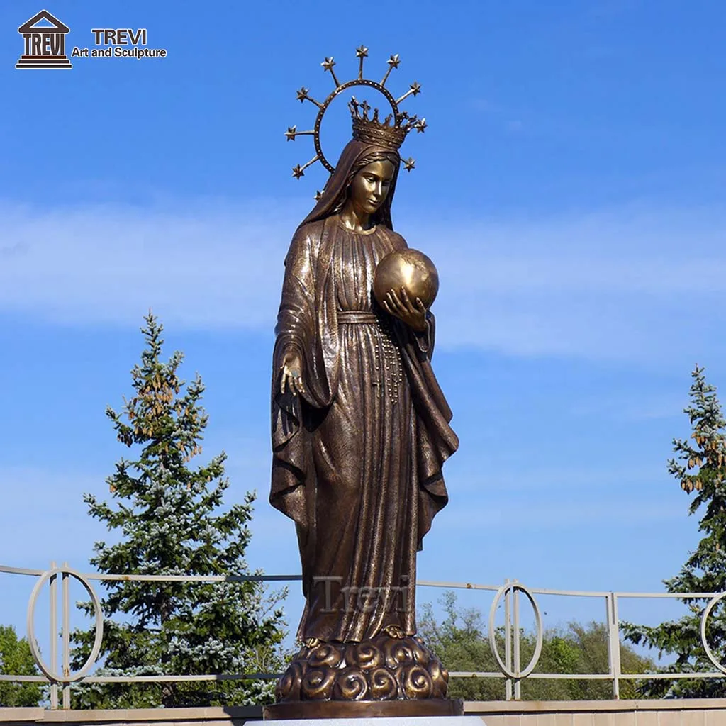 Custom Religious Cast Metal Mary Maria Brass Classic Bronze Sculpture For Church