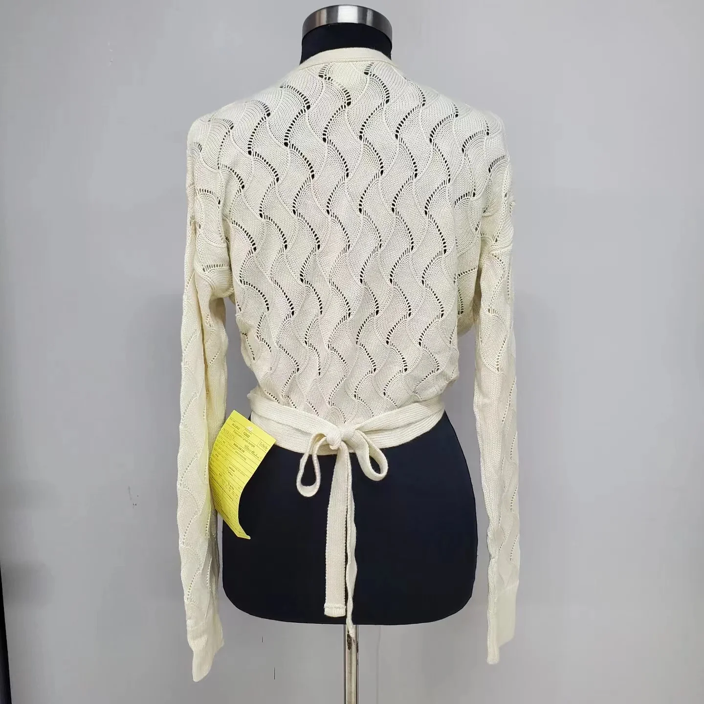 ODM Knitted Pattern Any Fabric Geometric New Design Appliques Computer Knitted V-neck Casual Ladies Sweater