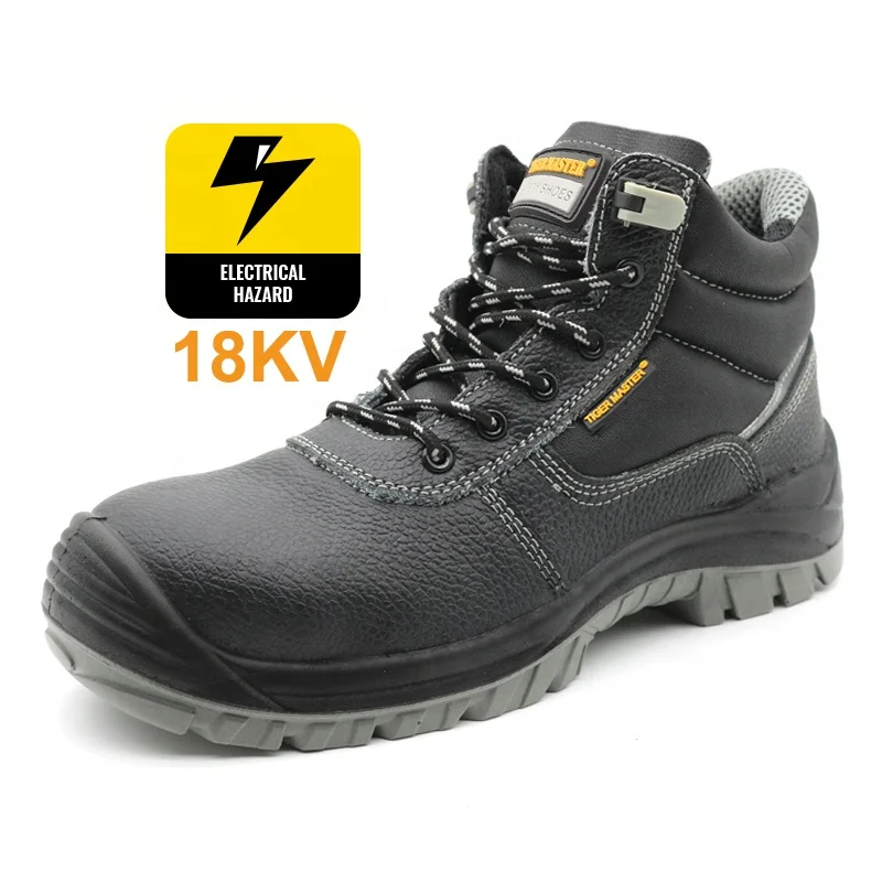 CE ASTM verified leather anti slip puncture proof composite toe 18kv insulation electrical hazard safety shoes for men