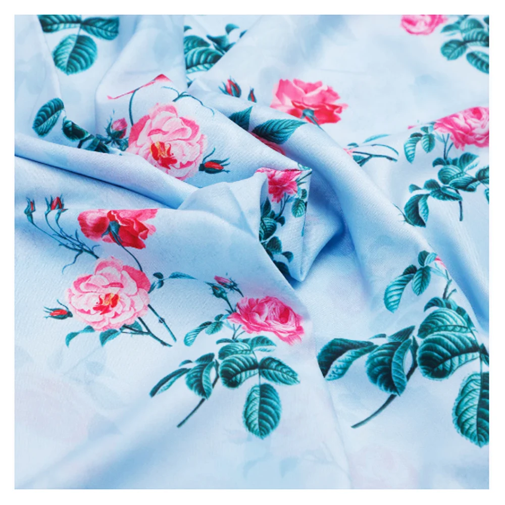 Custom wholesale viscose rayon cotton knitted floral pattern digital printed fabric for baati somali clothing dresses