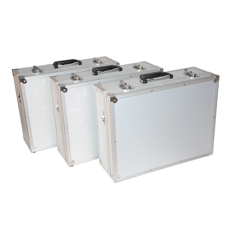 Aluminum Large Tool Case With Compartments Sliver Aluminum Barber Tool Case With Inner Tray