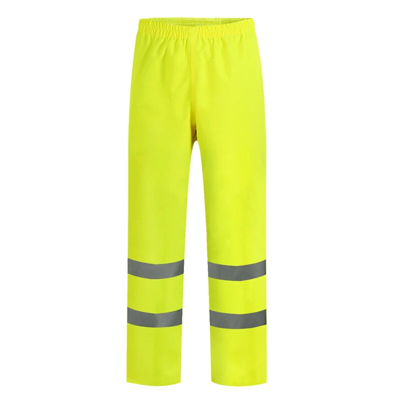 Custom Fluorescent Yellow Two Pieces Fashion Water Proof Pvc Coating Men Reflective Raincoat