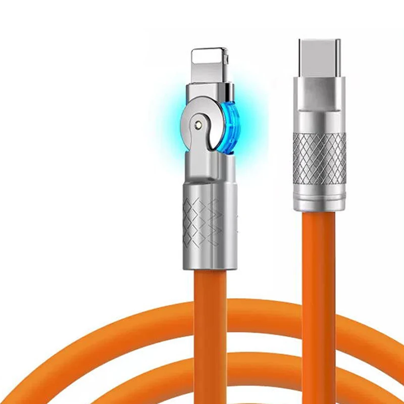 180 градусов вращения PD 27 Вт Быстрая зарядка USB C-L кабель для передачи данных из цинкового сплава мягкий силиконовый Тип C для зарядки Iphone USB кабель