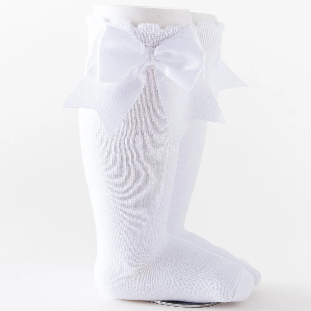 2024 Autumn winter Princess Long Sock Knee High Spanish Style red green christmas baby girls Double Ribbon Bow Kids Socks