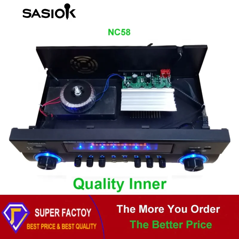 Mic echo NC58 BT/USB/SD/MMC/AUX/MP3/CD/VCD/DVD audio input stereo blue-tooth karaoke amplifier speaker professional FM radio/VFD