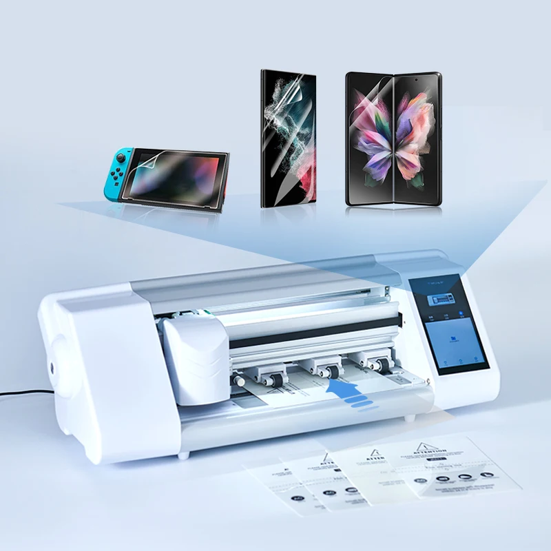 Customized Fully Automatic Mobile Phone Screen Protector Cutting Tpu Hydrogel Film Skin Sticker Cut Plotter Machine