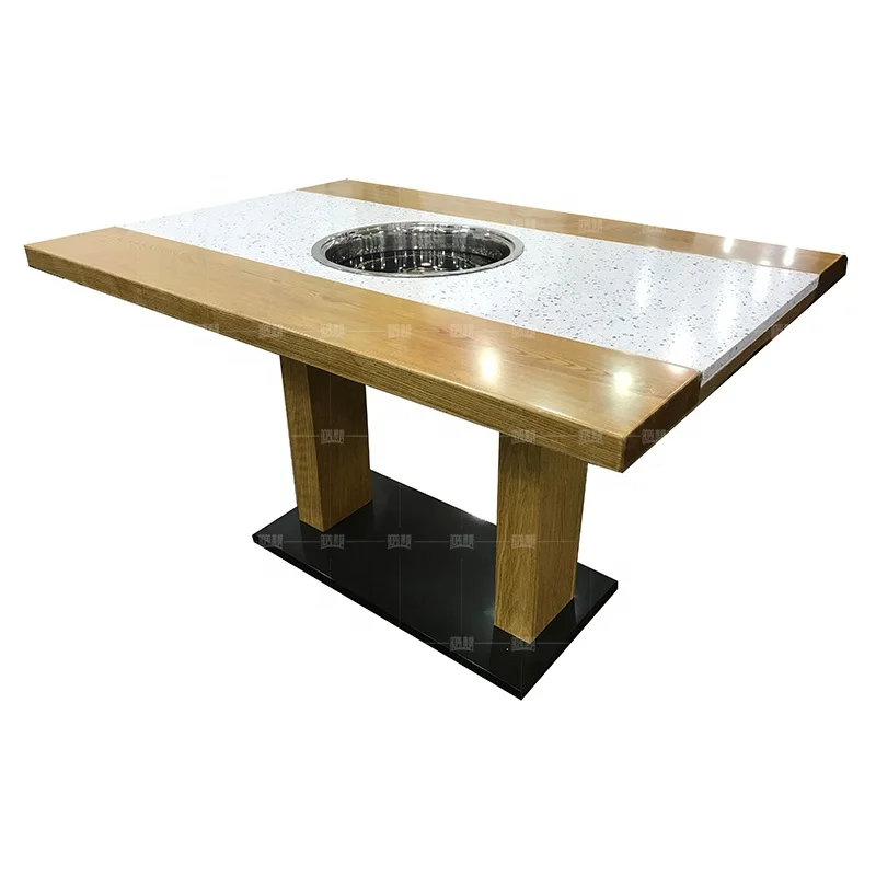 Японский кварцевый обеденный стол из массива дерева, корейский стол для барбекю и гриля, стол для ресторана