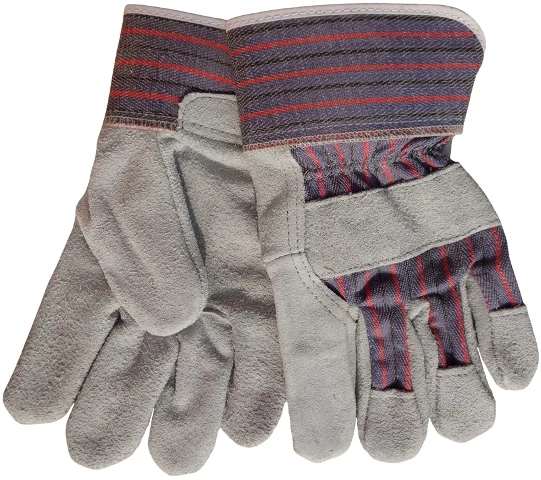 Blue Double Palm Split Cow Leather Work Gloves