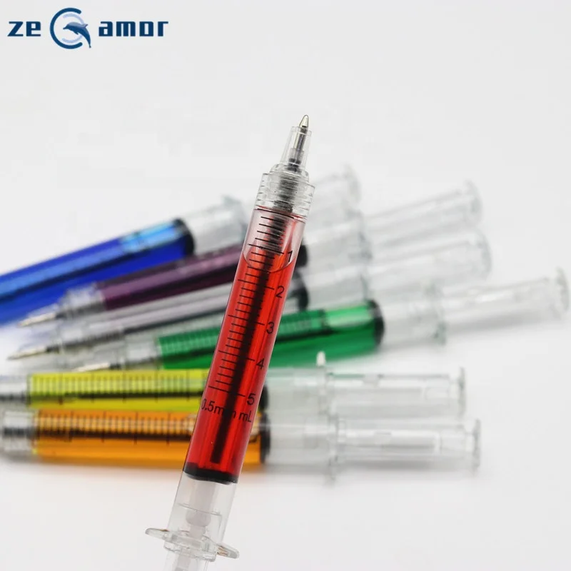 Zeamor Best Selling Liquid Promotional Items Injection Shaped Medical 5ml Syringe Ball Pen With Logo For Doctors Nurse