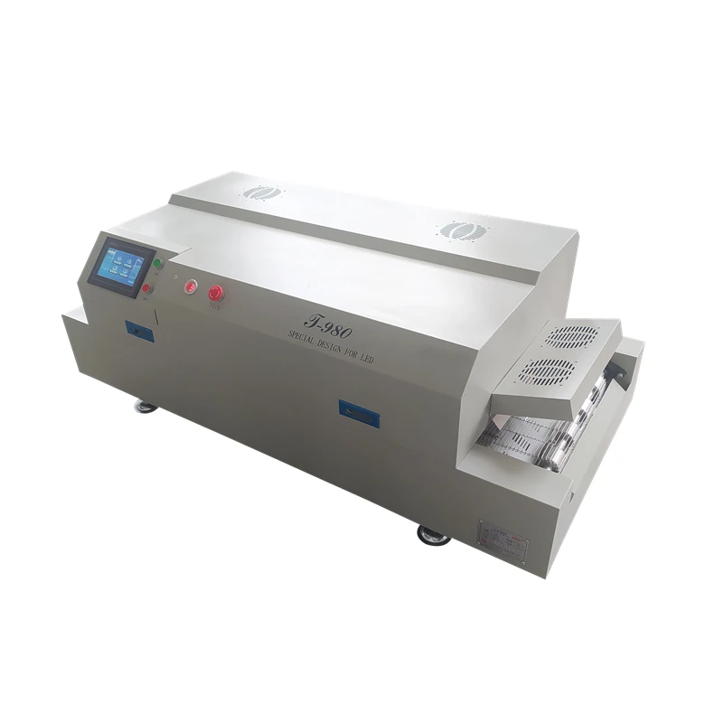 SMT Монтажная линия T980 настольная SMD инфракрасная конвейерная лента горячего воздуха духовая печь для пайки 8 нагревательных зон
