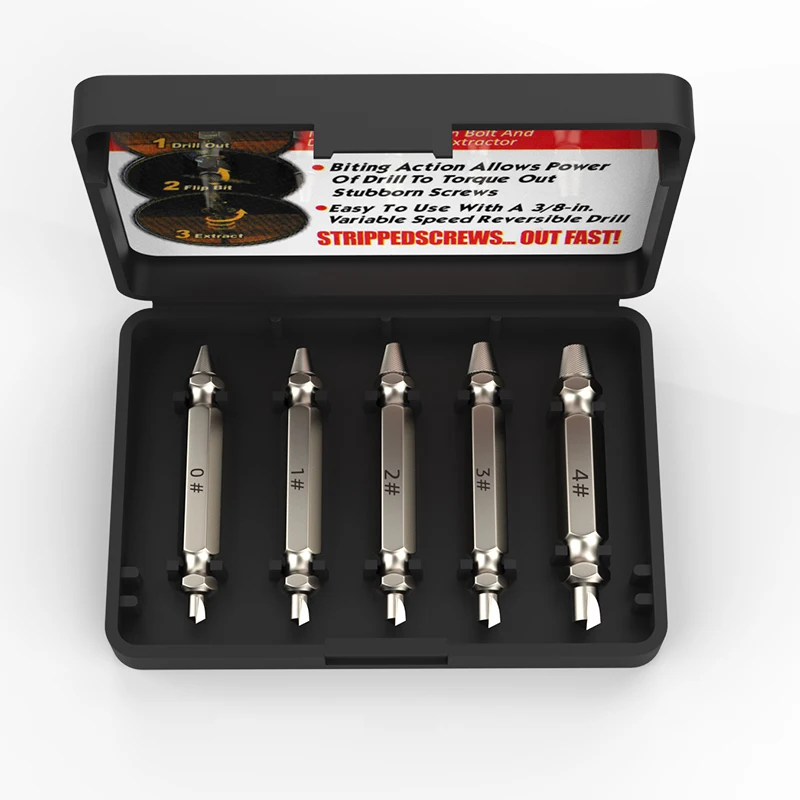 KAFUWELL RT3410 Damaged Screw Extractor Kit For Easy Extraction Of Rusted And Broken Nuts Bolts Screws And Hardware Bits