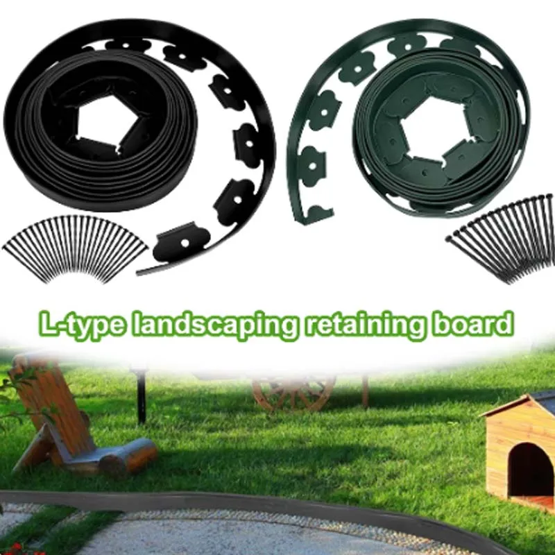 10M Fixed Garden Barrier Lawn Grass Plastic Edging Border Landscape Edging Garden Edge Kit With 30 Anchoring Spikes Easy Install