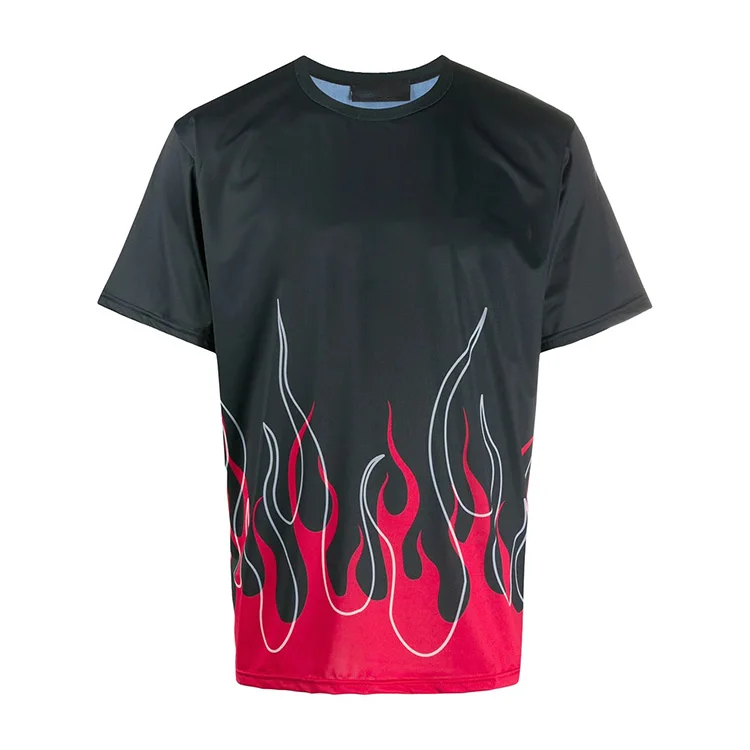 Manufacturer sale men flame printed customized cotton t-shirt.