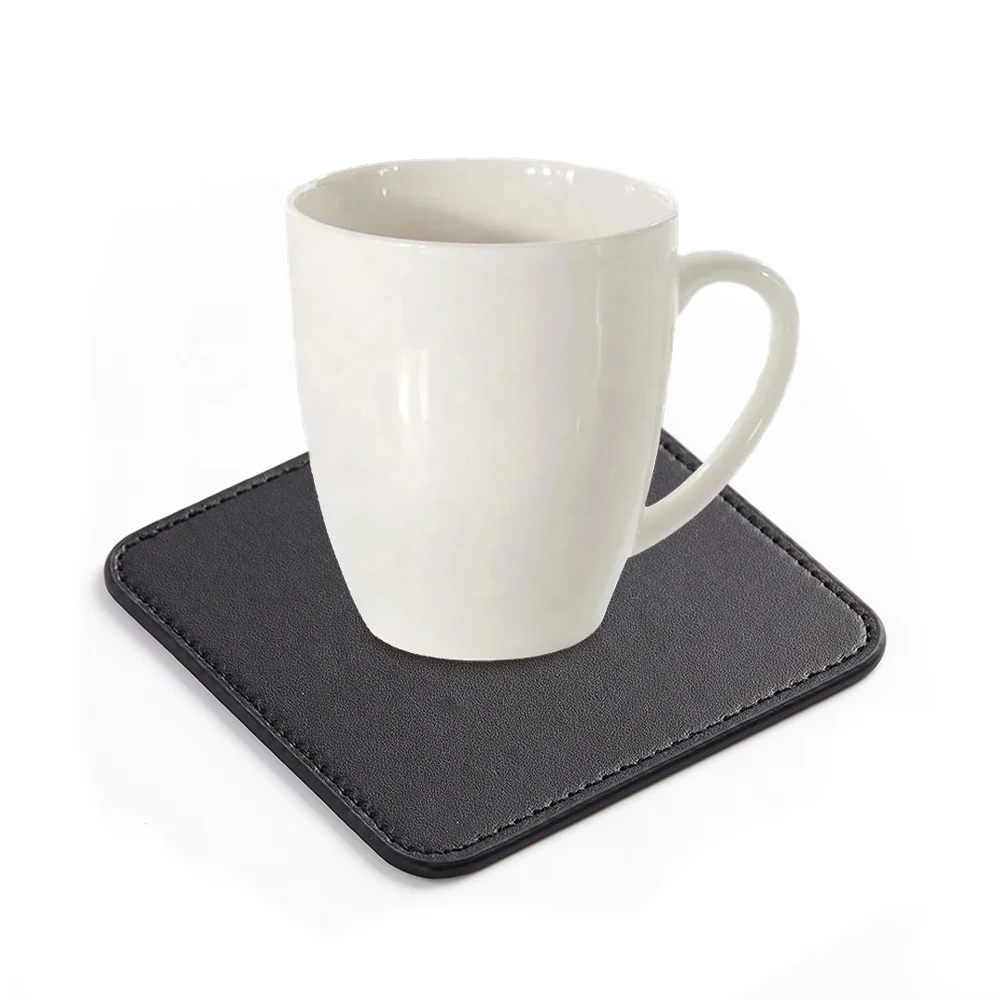 Black Custom Rectangular Placement Mat Restaurant Scratch Resistanc Pu Leather Dining Table Mats For Kids