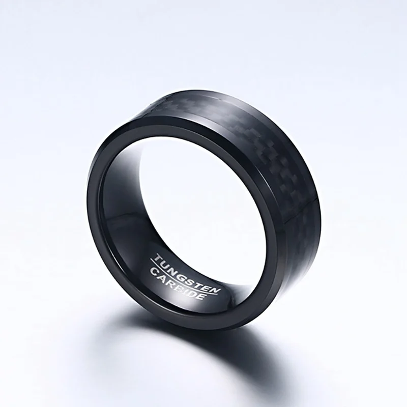 Vintage custom eternity rings inlay carbon fiber tungsten carbide ring for man gift