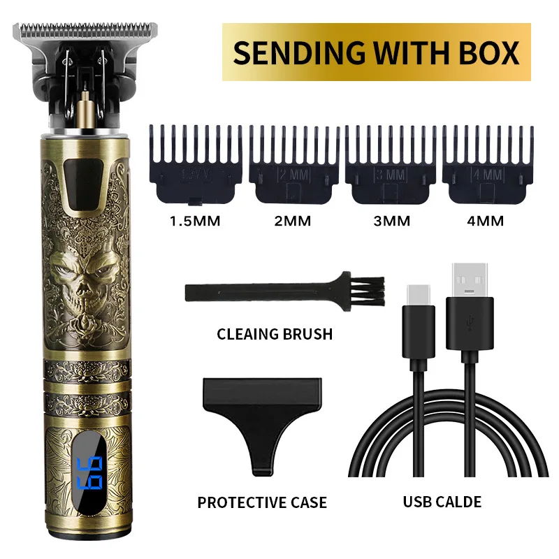 USB Rechargeable Portable Baldheaded Hair Cut Machine Electric Machine Hair Trimmer with LCD Display Screen