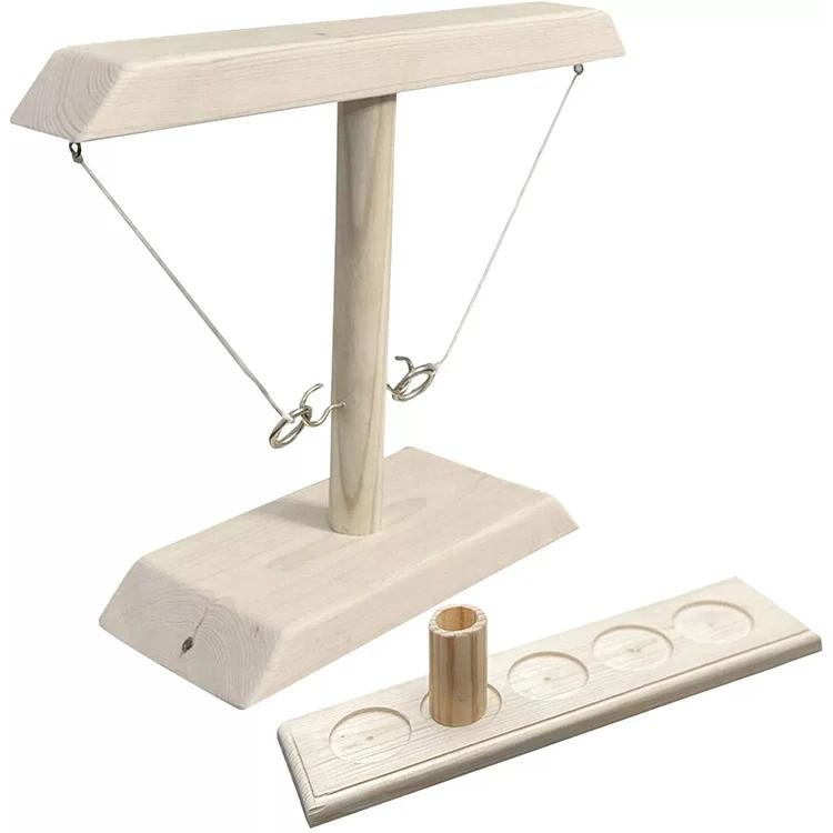 Amazon Popular Creative Ring Toss Game Hooks Ring Toss with Shot Ladder Bundle Wooden Hook and Ring Toss Tailgating Game Set