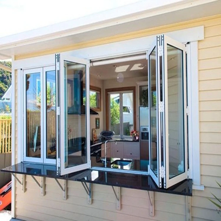 Kitchen Accordion Aluminum Glass Bi Folding Windows Double Glazed Bi-folding Window for House Folding Windows