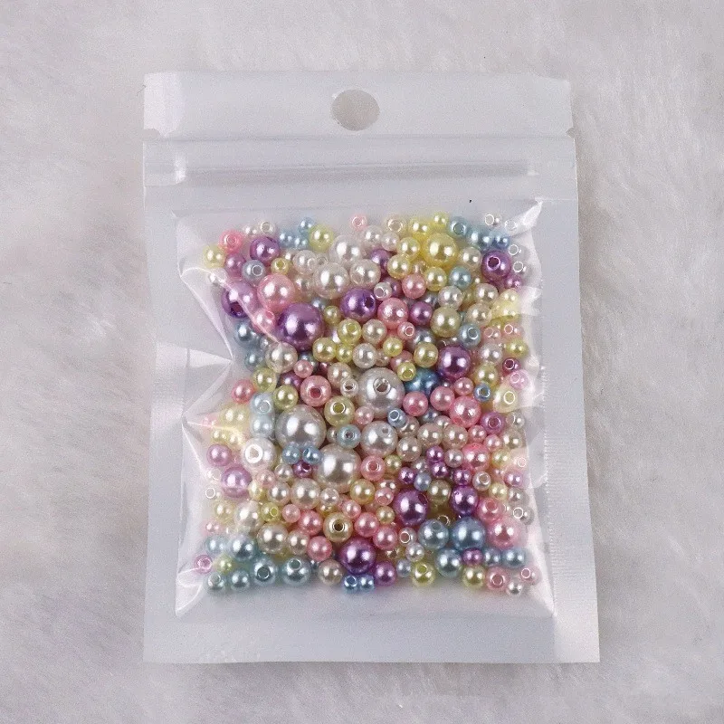 Customized 10g/bag Round Acrylic Pearls Beads Mixed Colors/Sizes beads 3/4/5/6/8mm ABS Imitation Pearls