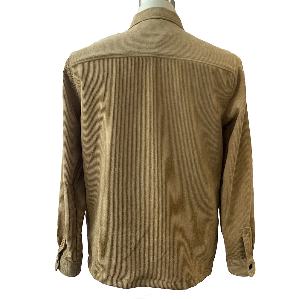 Custom logo solid color casual long sleeve shirts corduroy corduroy shirts jacket for men casual