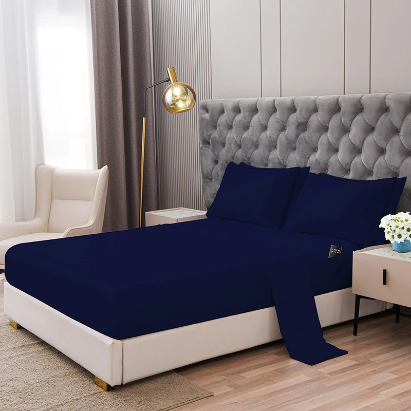 Fast Delivery 15Inch 100% Polyester Solid Color Soft 93gsm Breathable Bed Sheet 6 Piece Set