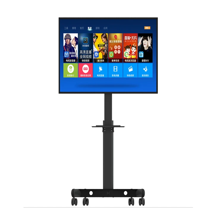 BEWISER Modern Movable LCD Plasma TV Trolley Stand Designs / Floor Mount Mobile Metal Iron TV Stand With Wheels
