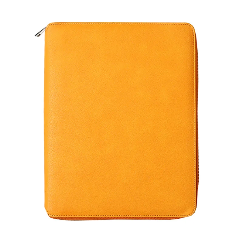 A4 A5 custom book briefcase men business paper leather zippered case padfolio bag binder document folder portfolio with charger