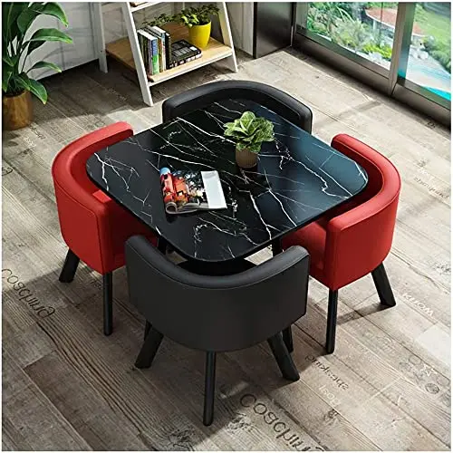 Wholesale Modern Dining Table Sets 4 6 Chairs Dining Table Wooden Restaurant Cafe Chatting Table