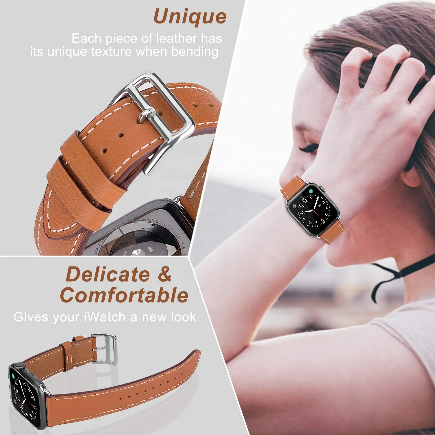  Ремешок кожаный ShanHai для Apple Watch Series 6 SE5 4 3 2 1 сменный Браслет iWatch 38/40