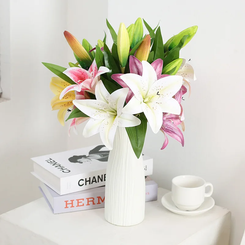 Artificial flower wild lily wholesale wedding bouquet decoration silk cloth lily flower beautiful bouquet