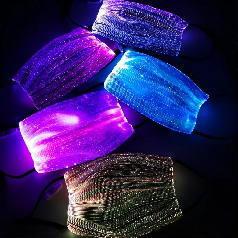 Christmas Luminous face shield LED light face shield  Plane and shape flashing shield Masquerade ball LED fiber mask