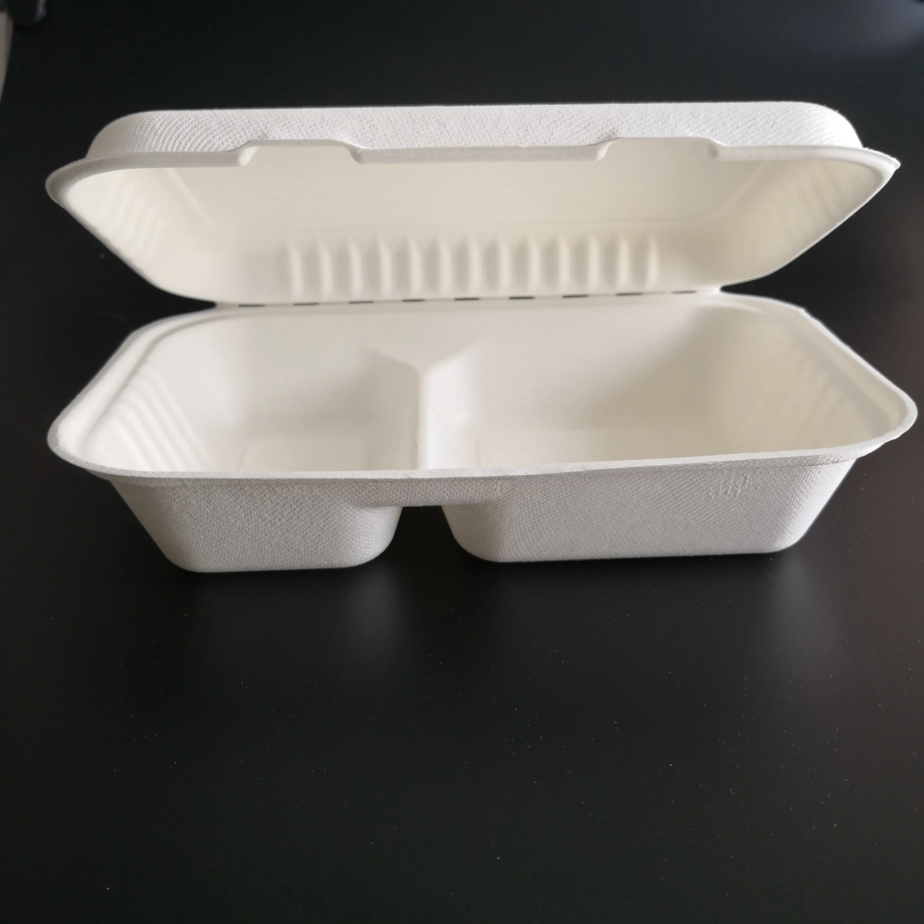 biodegradable recycled food packaging take away box with 2 compartment tray