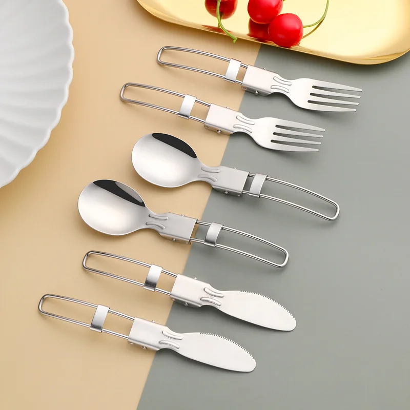 Mini Stainless Steel Folding Spoon and Fork Knife Cutlery Flatware for lunch box