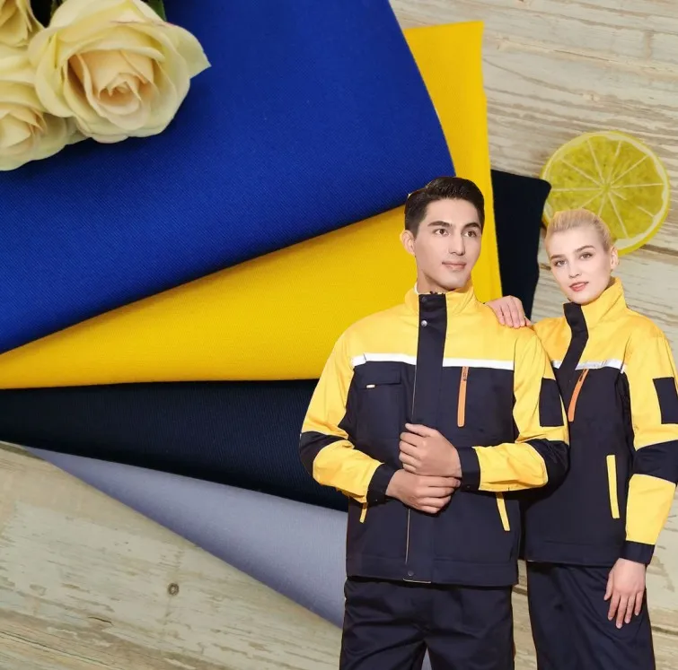 Wholesale T/C 65/35 poly cotton blended heavy twill workwear textile fabrics 108*58 dyed single yarn twill workwear fabric