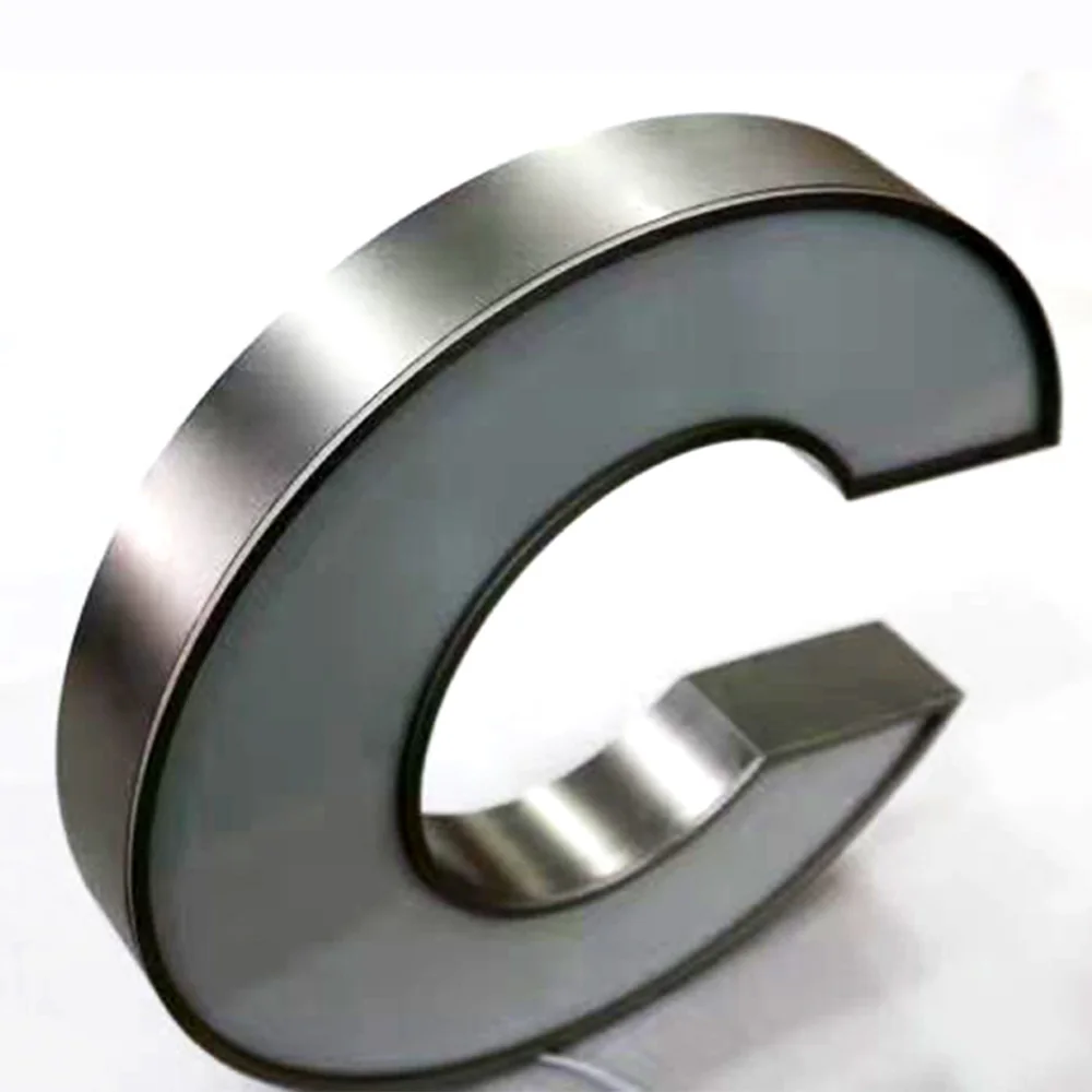 Factory customized stainless steel LED frontlit letter signs advertising billboard