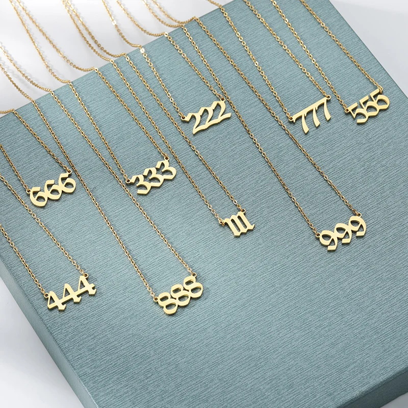 Manufacturer custom jewelry high quality non fade goldnecklace goldjewelry jewellery Arabic number birthday Letter Name necklace