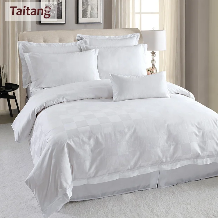Taitang Hotel Restaurant Supplies Pillow Duvet Cover Bed Sheet 300TC 4 Pcs Sets Wholesale Hotel Collection Bedding