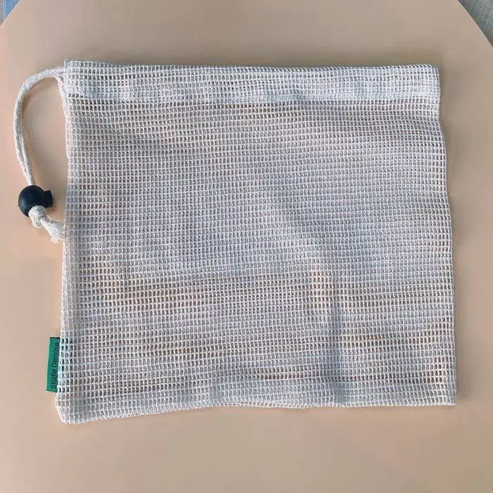 eco friendly reusable organic cotton mesh produce Net Mesh  Bag Home shopping bag sac coton bio cotton mesh drawstring bag