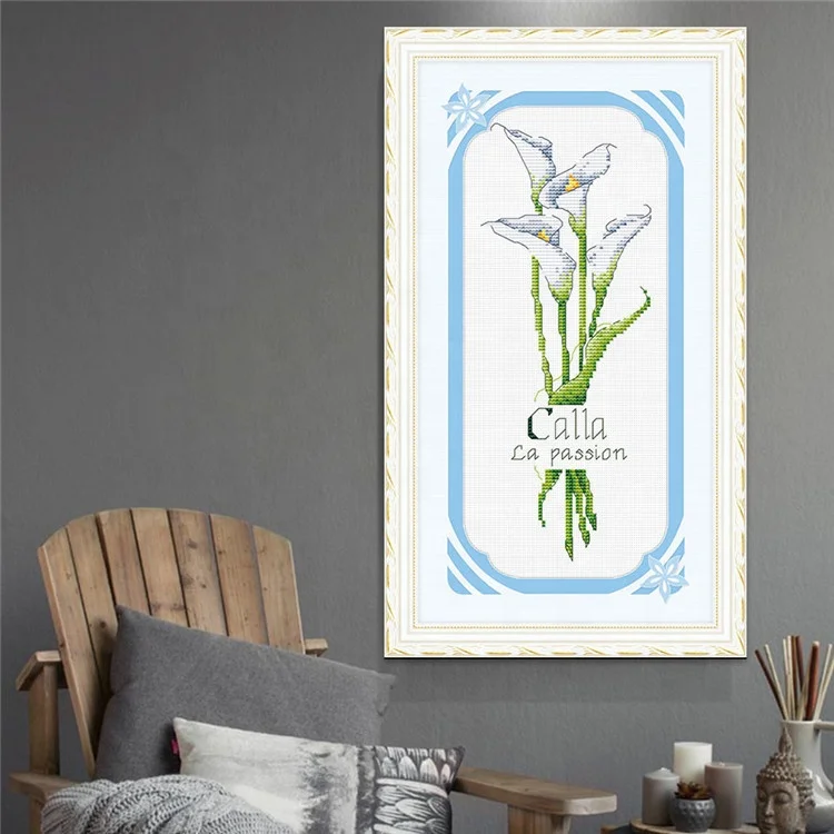 
Wholesale Folk Craft Aida Fabric Wall Decor Simple Floral Pattern Needlepoint Embroidery Starter Kit Cross-Stitch Painting Set 