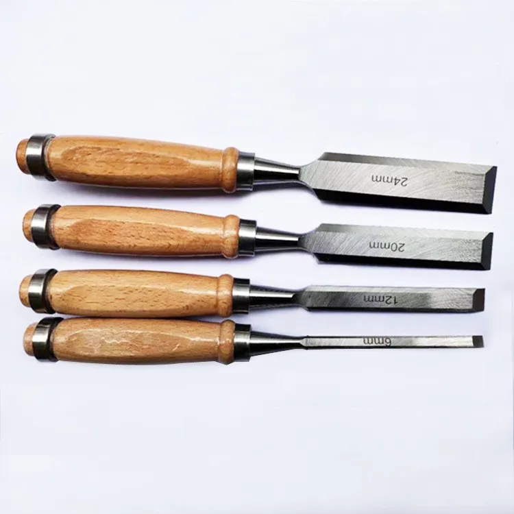 4PC flat chisel carving knife wood handle woodworking chisel set