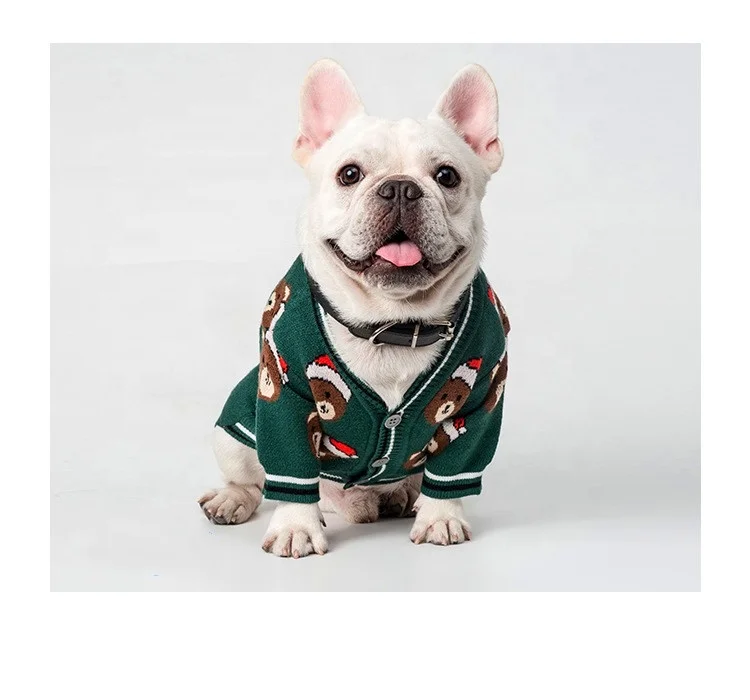 Fashion Christmas Dog Sweater with Cute Bear Pattern , Soft Knit Pet Winter Clothes