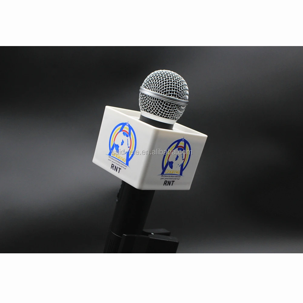 Arabian TV mic flag with custom logo printed microphone foam windscreen for outdoor TV interview