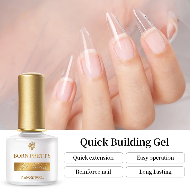 Самовыравнивающийся гель для наращивания ногтей BORN PRETTY, прозрачный, молочно-белый гель для быстрого наращивания ногтей, акрил, 7 мл