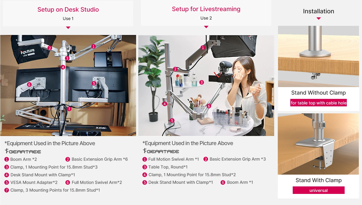 Folding Tablet Mobile Phone Cantilever Holder Desktop studio equipment Bracket Long Arms Clamp Stand