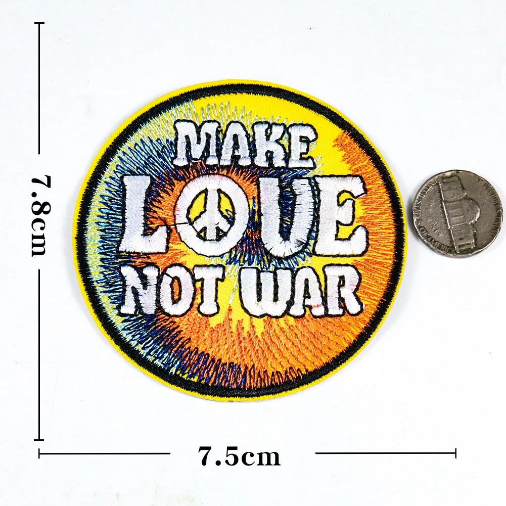 
Customize High Quality 70s USA Boho Hippie Embroidery Patch Bag Badge Clothes Iron on Sew on Patch 