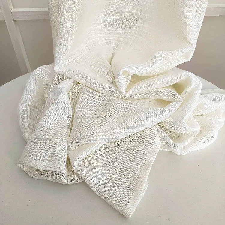 100% Polyester Environmentally Friendly Soft Linen Curtains Living Room Wholesale Sheer White Curtains 108 Inch