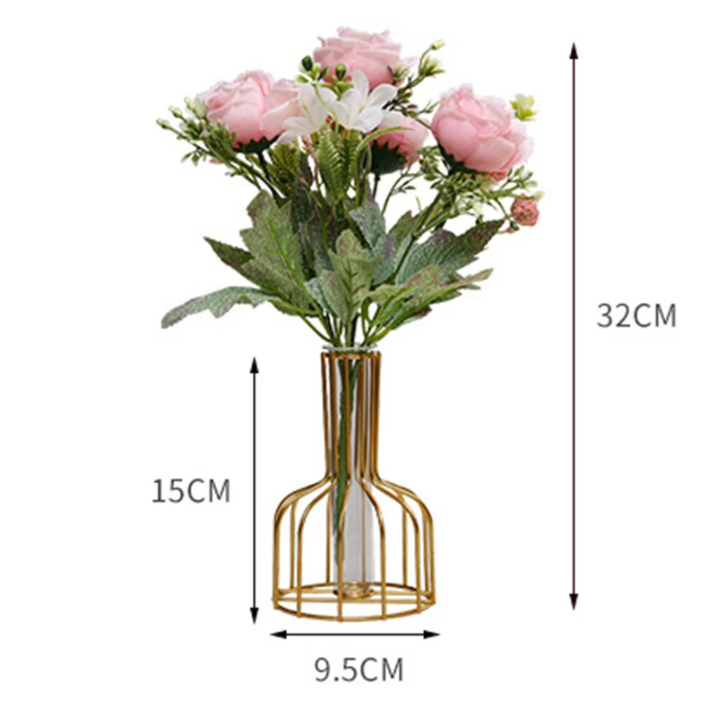 New Design Iron Line Flower Vase Hydroponic Plant Metal Plant Holder Nordic Styles Tabletop Home Decoration Modern Flower Vase